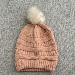 NEVER WORN Cozy Pink Knit Pom-Pom Hat